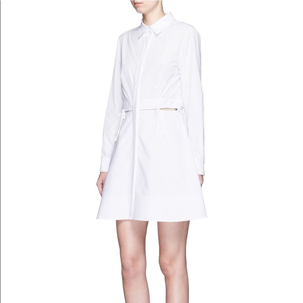 Waist tie flare shirt dress